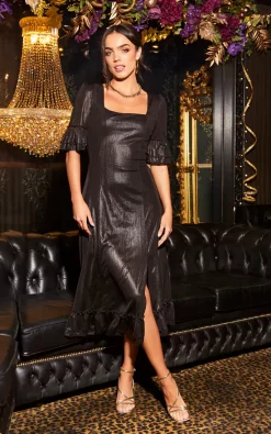 Discount ???? Jolie Moi Janice Sparkly Square Neck Frill Midi ???? Dress, Black ???? -Zack Sales Store 04 11 2022 at 09.34.24Tom Mollie JolieMoi 4