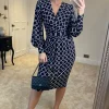 Wholesale ???? Jolie Moi Danielle Long Sleeve ???? Dress, Navy Geo ????