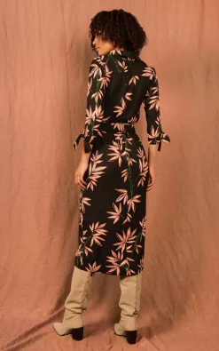 Discount ???? Dancing Leopard Alva Midi ???? Shirt ???? Dress In Bamboo Black Base ????