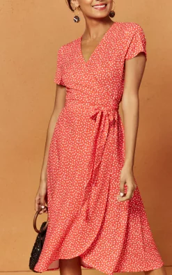 Brand new ???? Charlie Holiday Penelope Wrap Midi ???? Dress In Red Ditsy Print ????