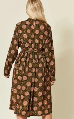 Outlet ???? Shikha London Green Wheat Circle Print High Neck ???? Dress ????