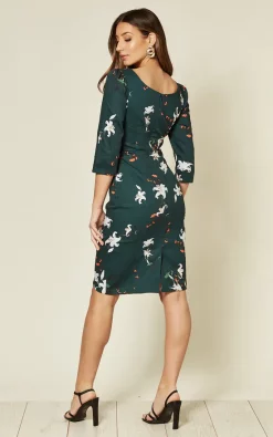 Discount ???? Hearts And Roses London Mini Pencil ???? Dress In Green Floral Print ????