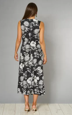 Buy ???? Mela London Midi ???? Dress In Black Floral & Spot Print ❤️