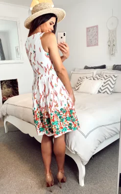 Brand new ⭐ Shikha London Floral Cotton Sleeveless Skater ???? Dress White ????