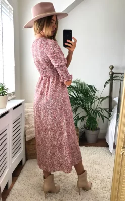 Budget ???? D.Anna Red And White Leopard Print Smock ???? Dress With Plunge Neck ????