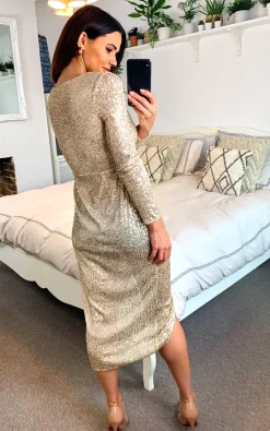 Top 10 ❤️ Cutie London Sequin Drape Midi ???? Dress ????