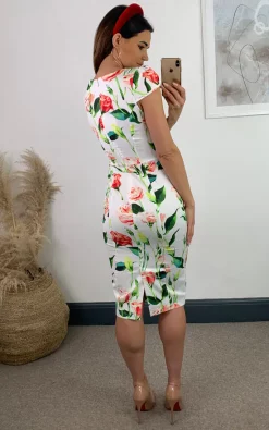 Best deal ???? Hearts And Roses London Linda Floral Capped Sleeves Bodycon ???? Dress ????