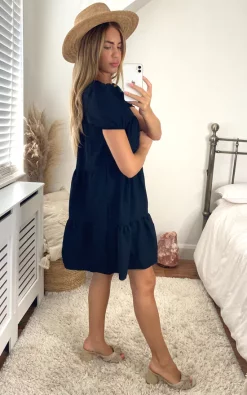 Deals ✔️ Jenerique Black Oversize Ruffle ☀️ Summer Smock ???? Dress ????