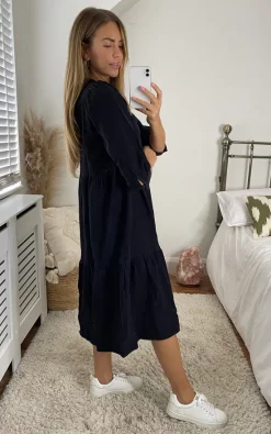 Cheapest ???? Noisy May Tiered Denim Midi ???? Dress In Black ???? -Zack Sales Store 2021 08 20 Megan Cara NoisyMay20