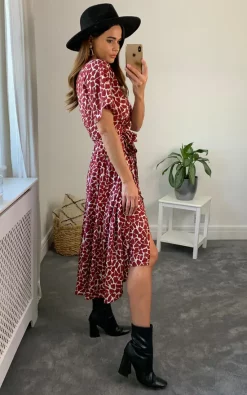 Top 10 ???? D.Anna Burgundy Print V Neck Maxi ???? Dress With Frill Detail ✨