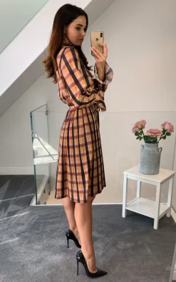 Top 10 ???? Shikha London Tie Neck Midi ???? Dress In Multicolour ????