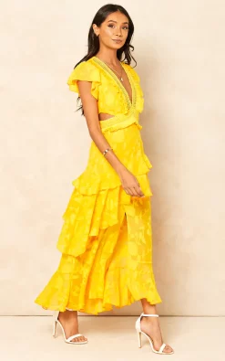 Outlet ???? Dark Pink V Neck Gold Cocktail ???? Dress ????