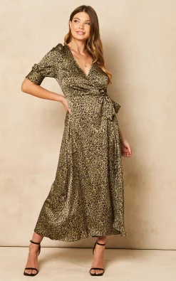 Hot Sale ???? Gini London Sage Green Animal Print Midi Wrap ???? Dress ✨ -Zack Sales Store 2022 02 02 JEN Tia Gini36678