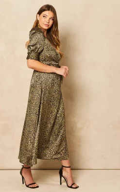 Hot Sale ???? Gini London Sage Green Animal Print Midi Wrap ???? Dress ✨ -Zack Sales Store 2022 02 02 JEN Tia Gini36681