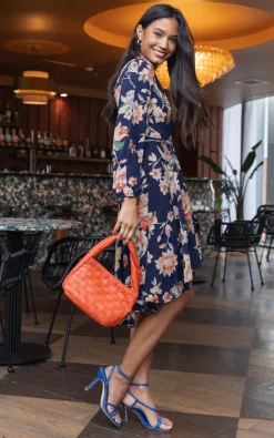 Buy ???? Bella And Blue Split Sleeve Floral Wrap ???? Dress In Navy ???? -Zack Sales Store 2022 02 10 Julia Bella Blue12