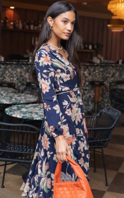 Buy ???? Bella And Blue Split Sleeve Floral Wrap ???? Dress In Navy ???? -Zack Sales Store 2022 02 10 Julia Bella Blue13
