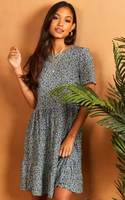 Cheapest ???? VILA Short Sleeve T ???? Shirt Smock ???? Dress In Black Floral ???? -Zack Sales Store 2022 02 22 SF TOM Julia Vila0695