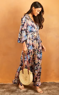 Best Sale ❤️ Bella And Blue Angel Sleeve Paisley Maxi ???? Dress In Blue ???? -Zack Sales Store 2022 03 31 Jen Julia Bella Blue21954