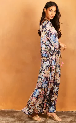 Best Sale ❤️ Bella And Blue Angel Sleeve Paisley Maxi ???? Dress In Blue ???? -Zack Sales Store 2022 03 31 Jen Julia Bella Blue21985