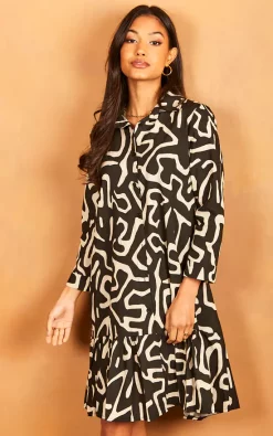 Cheap ???? Bella And Blue Geometric Print Midi ???? Shirt ???? Dress In Black ???? -Zack Sales Store 2022 03 31 Jen Julia Bella Blue22100 1