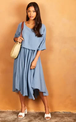 Deals ???? Bella And Blue Layered Midi ???? Dress In Blue ???? -Zack Sales Store 2022 03 31 Jen Julia Bella Blue22401