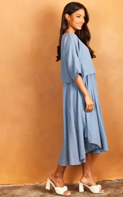 Deals ???? Bella And Blue Layered Midi ???? Dress In Blue ???? -Zack Sales Store 2022 03 31 Jen Julia Bella Blue22429