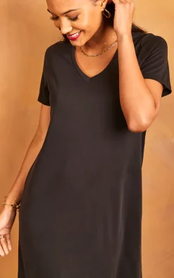 Cheapest ???? Pieces V Neck T ???? Shirt ???? Dress In Black ????