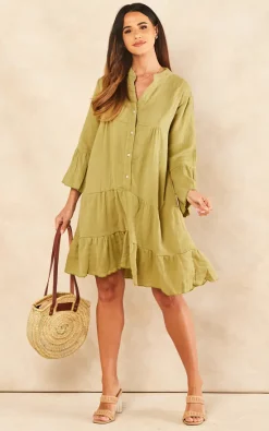 Buy ???? Blue Vanilla Bianca Oversized Smock ???? Shirt ???? Dress In Khaki ✨ -Zack Sales Store 2022 04 28 Jen Naomi BlueVanilla39872