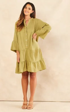 Buy ???? Blue Vanilla Bianca Oversized Smock ???? Shirt ???? Dress In Khaki ✨