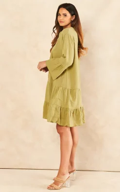 Buy ???? Blue Vanilla Bianca Oversized Smock ???? Shirt ???? Dress In Khaki ✨ -Zack Sales Store 2022 04 28 Jen Naomi BlueVanilla39882