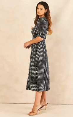 Coupon ???? Gini London Black Satin Polka Dot Shift Midi ???? Dress ???? -Zack Sales Store 2022 05 03 Jen Naomi Gini34156