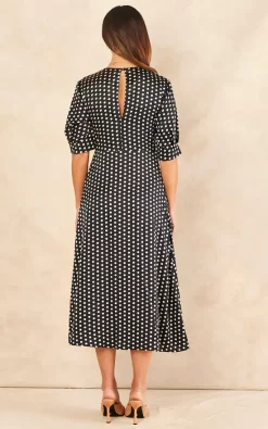 Coupon ???? Gini London Black Satin Polka Dot Shift Midi ???? Dress ???? -Zack Sales Store 2022 05 03 Jen Naomi Gini34160