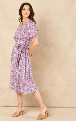 Top 10 ???? Blue Vanilla Eleanor Floral Angel Sleeve Midi ???? Dress ???? -Zack Sales Store 2022 06 14 Jen SallyAnn BlueVanilla43599