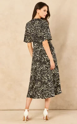 Discount ???? Bella And Blue Heart Print Angel Sleeve Midi ???? Dress In Black And White ???? -Zack Sales Store 2022 06 14 Jen Sallyanne Bella Blue46660