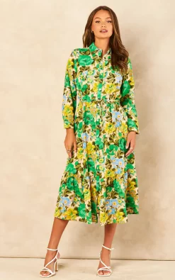 Buy ⭐ LOVE SUNSHINE Green Floral Print Frilled Hem Midi ???? Dress ???? -Zack Sales Store 2022 07 12 Jen Chynna LoveSunshine52809