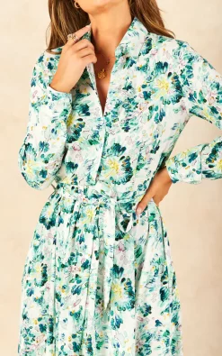 Top 10 ???? LOVE SUNSHINE Light Green Floral Print Mid Maxi ???? Dress ????