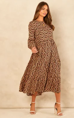 Best Sale ???? Bella And Blue Leopard Print Long Sleeve Smock ???? Dress ???? -Zack Sales Store 2022 07 21 Jen Chynna Bella Blue60198
