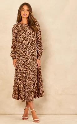 Best Sale ???? Bella And Blue Leopard Print Long Sleeve Smock ???? Dress ???? -Zack Sales Store 2022 07 21 Jen Chynna Bella Blue60208
