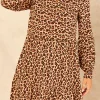 Best Sale ???? Bella And Blue Leopard Print Long Sleeve Smock ???? Dress ????
