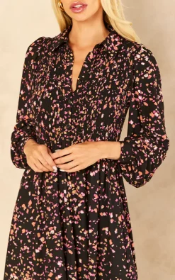 Promo ???? Blue Vanilla Shirred Bust Long Sleeve Midi ???? Shirt ???? Dress ????