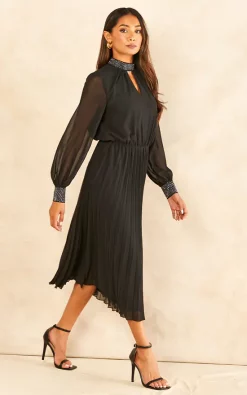 Buy ???? Blue Vanilla Diamante Collar Pleated ???? Skirt Midi ???? Dress ???? -Zack Sales Store 2022 08 08 Jen Shree BlueVanilla67274