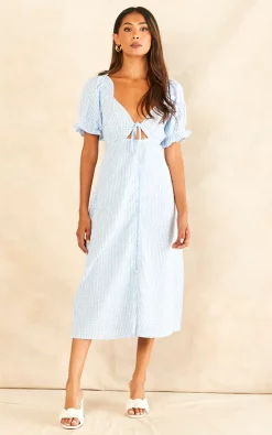 Brand new ???? Blue Vanilla Kendall Milkmaid Cut Out Midi ???? Dress In Light Blue ????