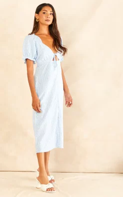 Brand new ???? Blue Vanilla Kendall Milkmaid Cut Out Midi ???? Dress In Light Blue ???? -Zack Sales Store 2022 08 08 Jen Shree BlueVanilla67430