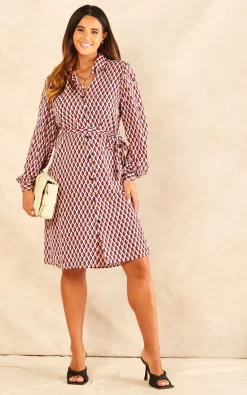 Buy ???? Blue Vanilla Etta Geo Print ???? Shirt ???? Dress In Rust ✨