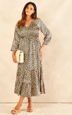 Coupon ???? Raishma Studio Amelia Geometric 3/4 Tiered Midi ???? Dress With Frill Hem In Black And Gold ???? -Zack Sales Store 2022 08 24 JEN Naomi Raishma0808