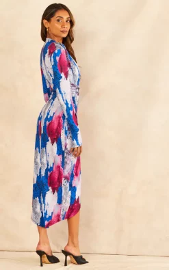 Wholesale ???? Jenerique Forever Wrap Midi ???? Dress In Sax Blue Abstract Print ???? -Zack Sales Store 2022 09 02 Jen Shree Jenerique75083