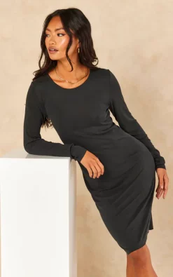 Budget ???? VILA Long Sleeve Midi ???? Dress In Black ⌛