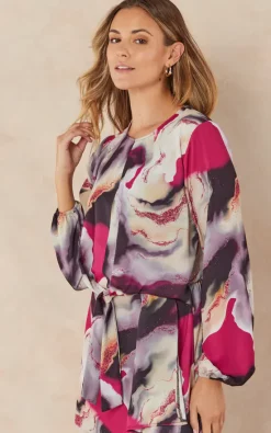 Flash Sale ???? Jenerique Wrap Asymmetric Hem ???? Dress In Purple/Pink Abstract Print ???? -Zack Sales Store 2022 09 07 Jen Megs Jenerique1425
