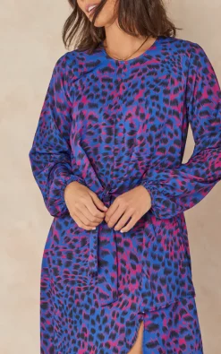 Buy ⭐ Jenerique Wrap Asymmetric Hem ???? Dress In Sax Animal Print ???? -Zack Sales Store 2022 09 07 Jen Mollie Jenerique1825