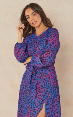 Buy ⭐ Jenerique Wrap Asymmetric Hem ???? Dress In Sax Animal Print ???? -Zack Sales Store 2022 09 07 Jen Mollie Jenerique1829